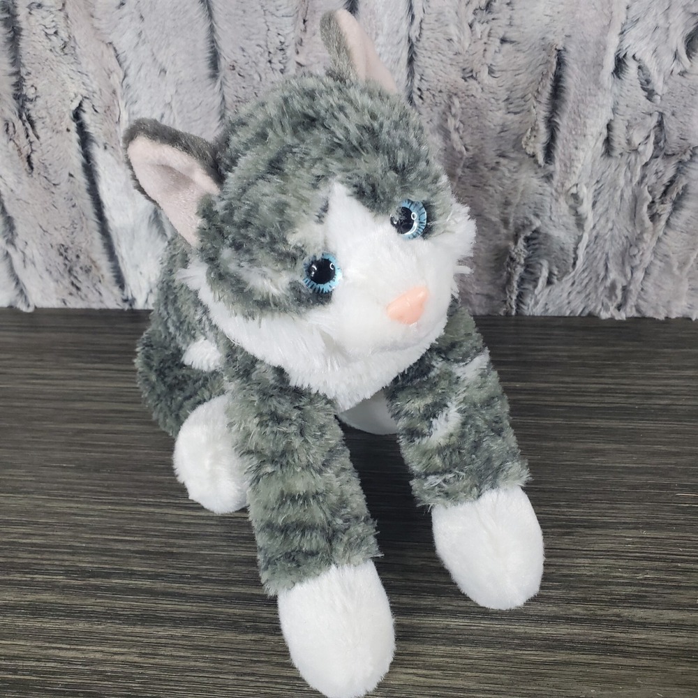 People Pals Gray Tabby Cat Kitten Blue Eyes 11"‎ Plush Stuffed Animal Kitty